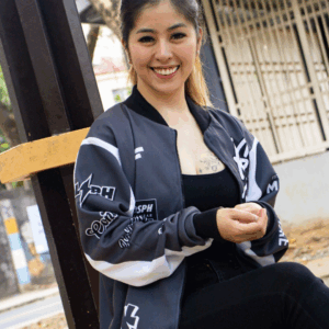 Detailed embroidery and stitching on custom Sierra Moto varsity jacket made in Marikina