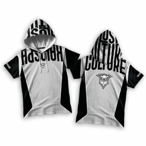 Close-up of fabric and stitching on large custom T-shirt hoodie from Marikina