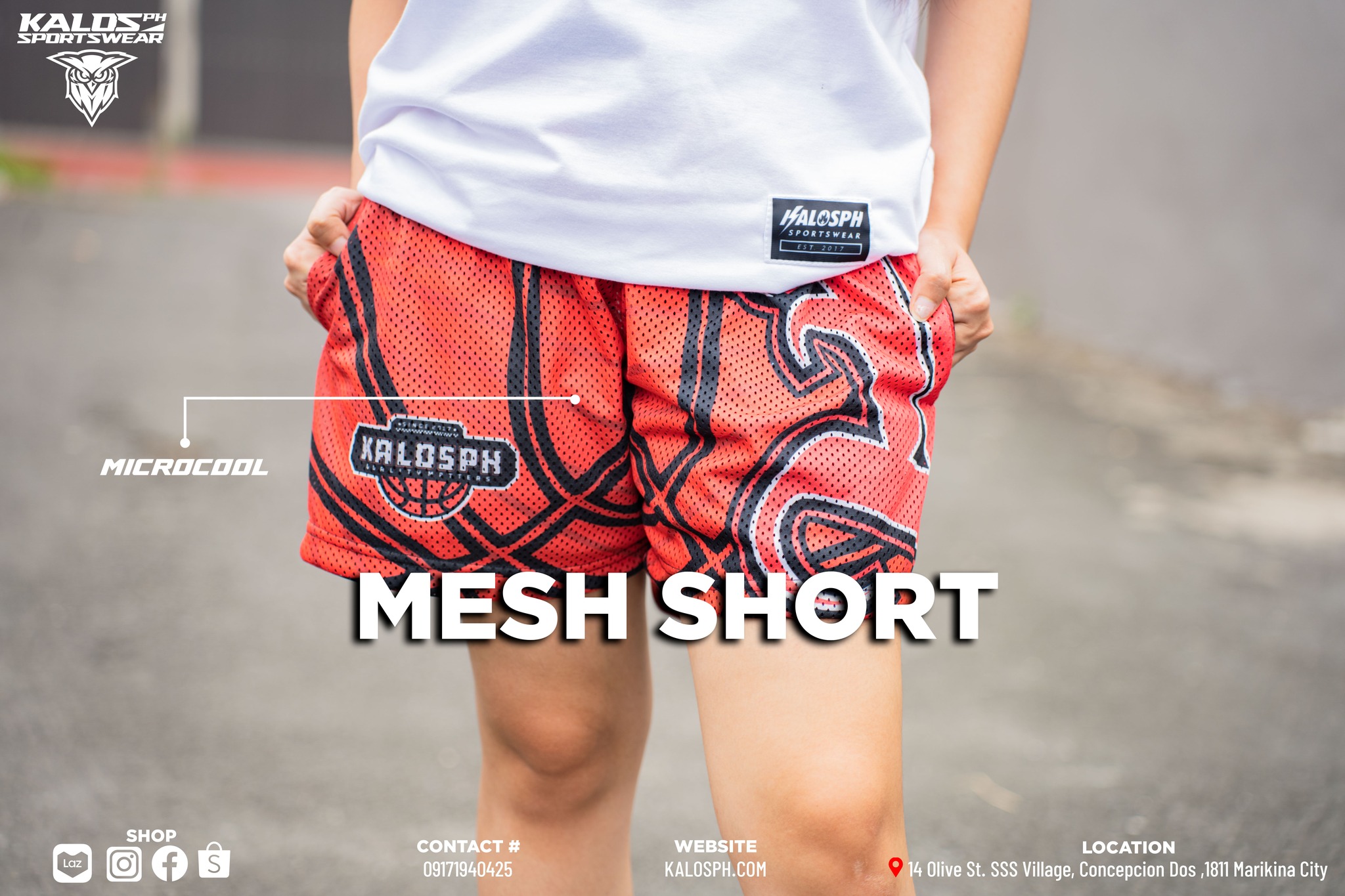 KALOSph mesh shorts made with Microcool fabric - custom jersey Philippines apparel